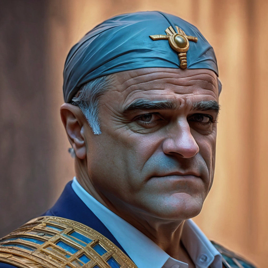 Ancient Pharaoh Concept Art Portrait in Vibrant Triadic Colo...