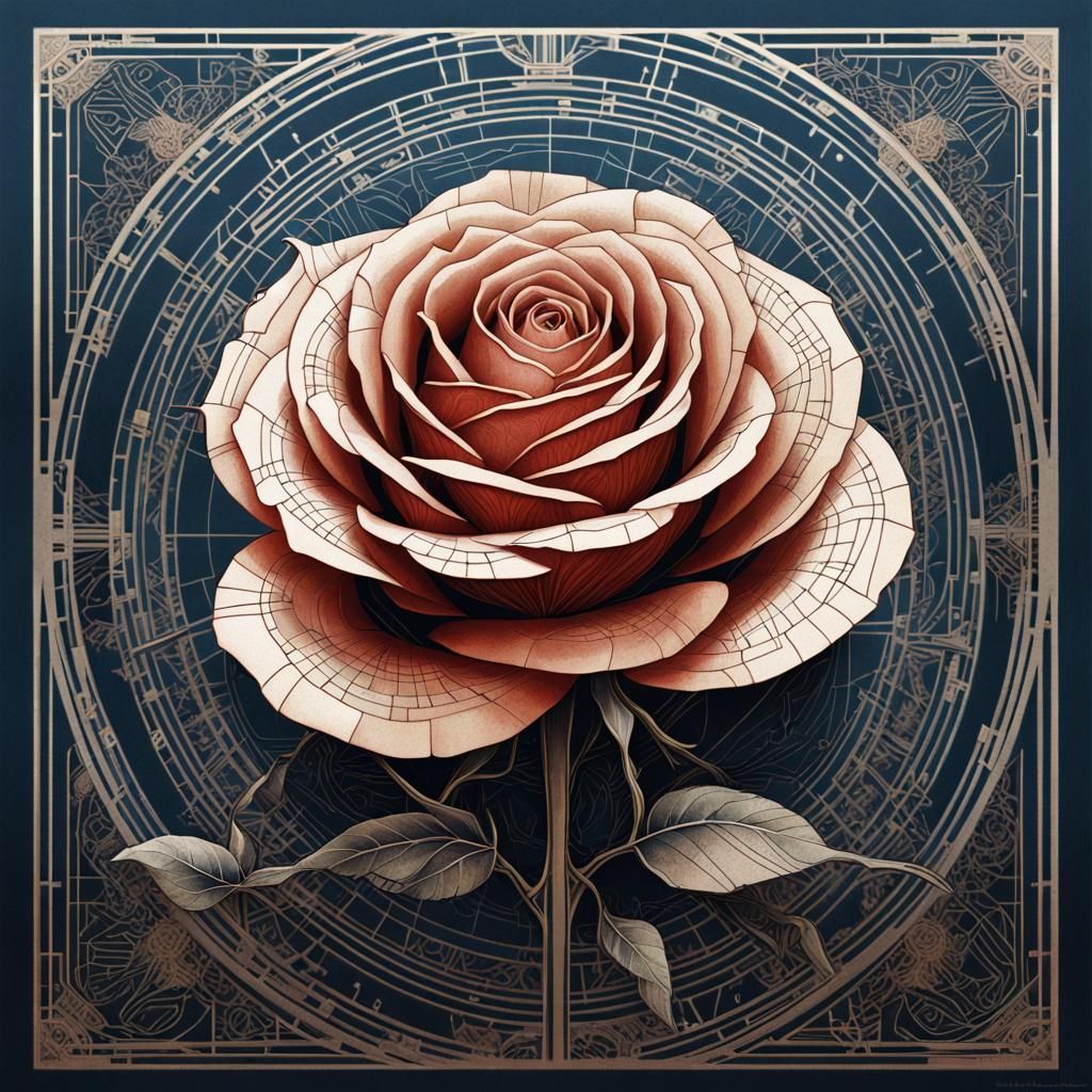 French Art Deco Metal Rose Wall Art with Floral Patterns