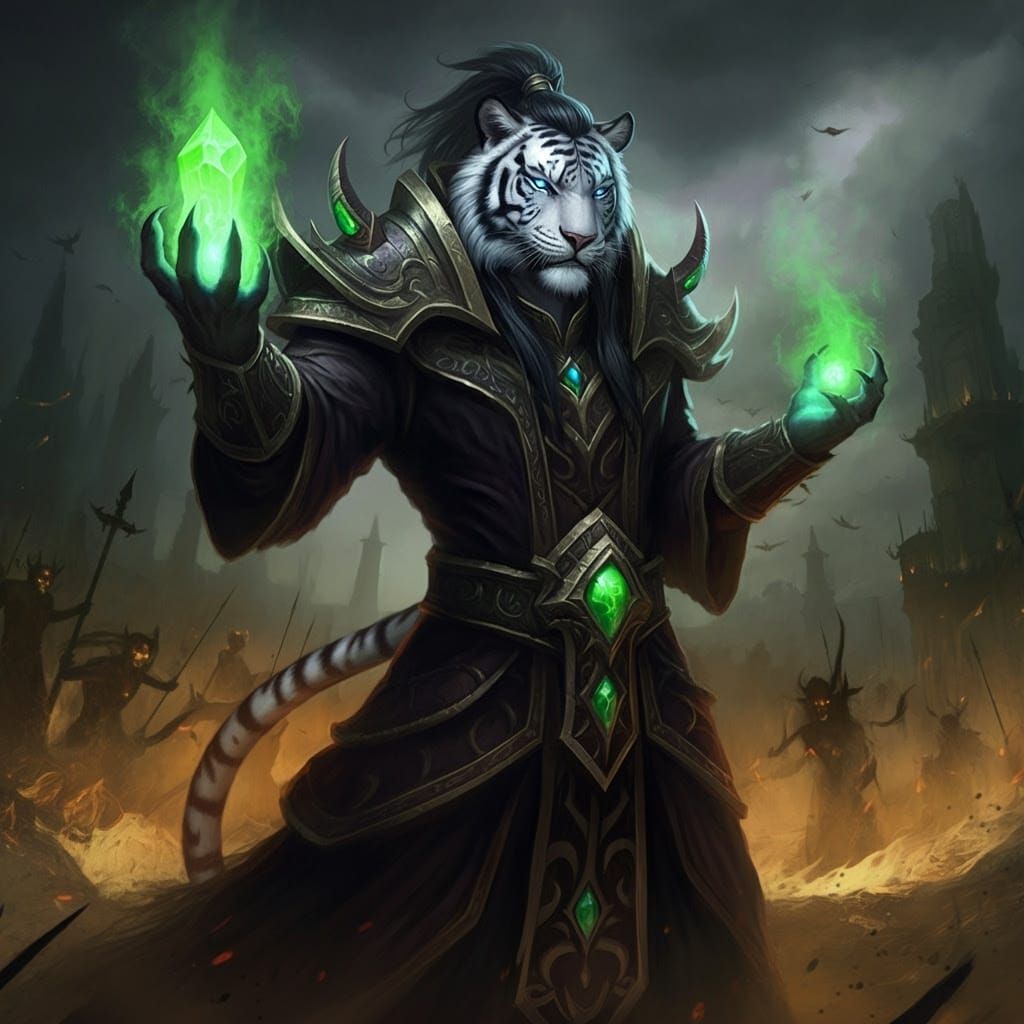 Epic Fantasy Warlock in Dark, Elaborate Robes