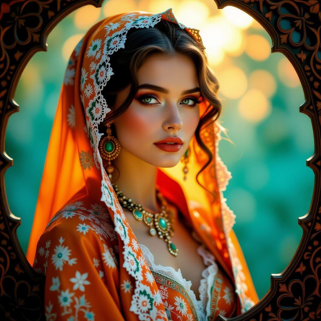 Ornate Portrait in Hyperrealistic Oil Painting Style