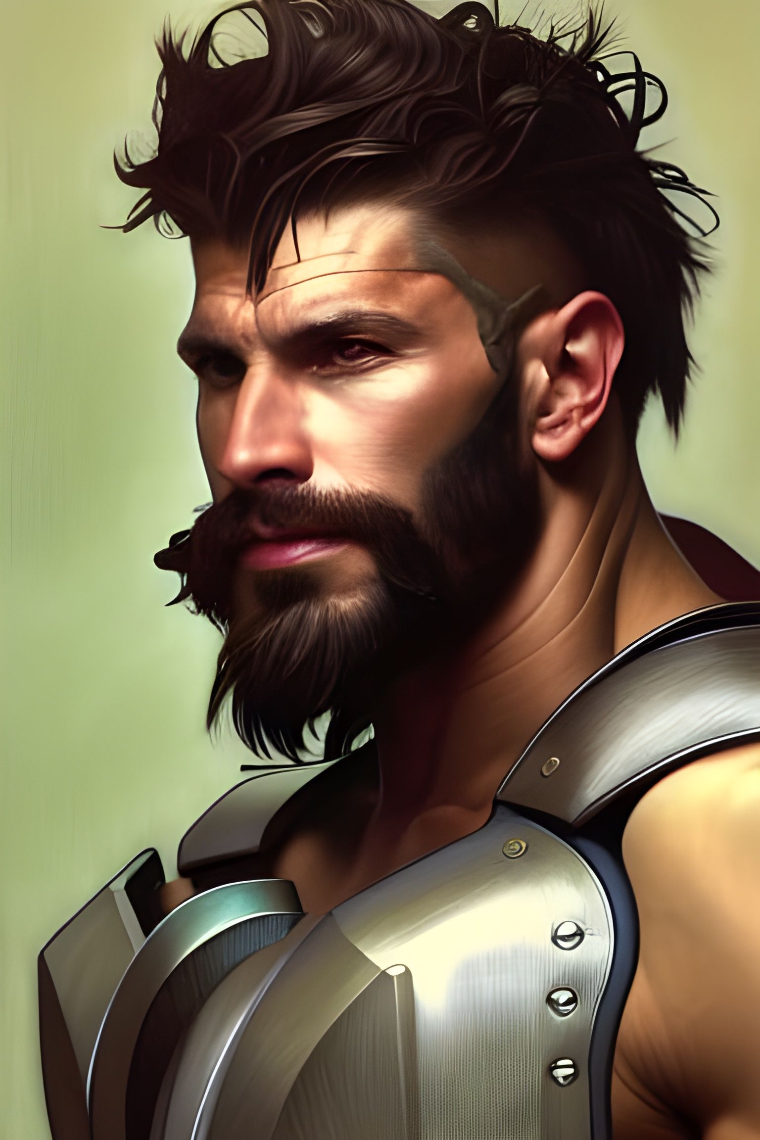 Cyberpunk Warrior in Steel Armored Portrait