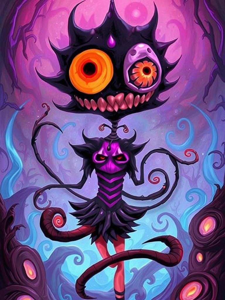 Surrealist Demon in an Eerie Landscape, in a Dark Gothic Oil...