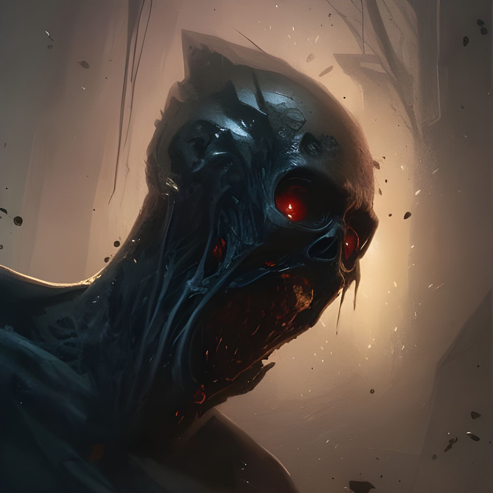 Grotesque Rotting Head in Sultry Atmosphere