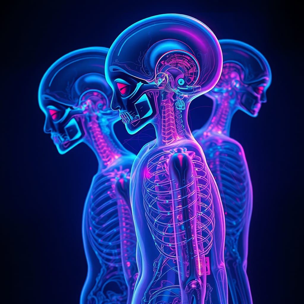 Glowing Human Forms Reveal Alien Biomechanics in Neon MRI St...