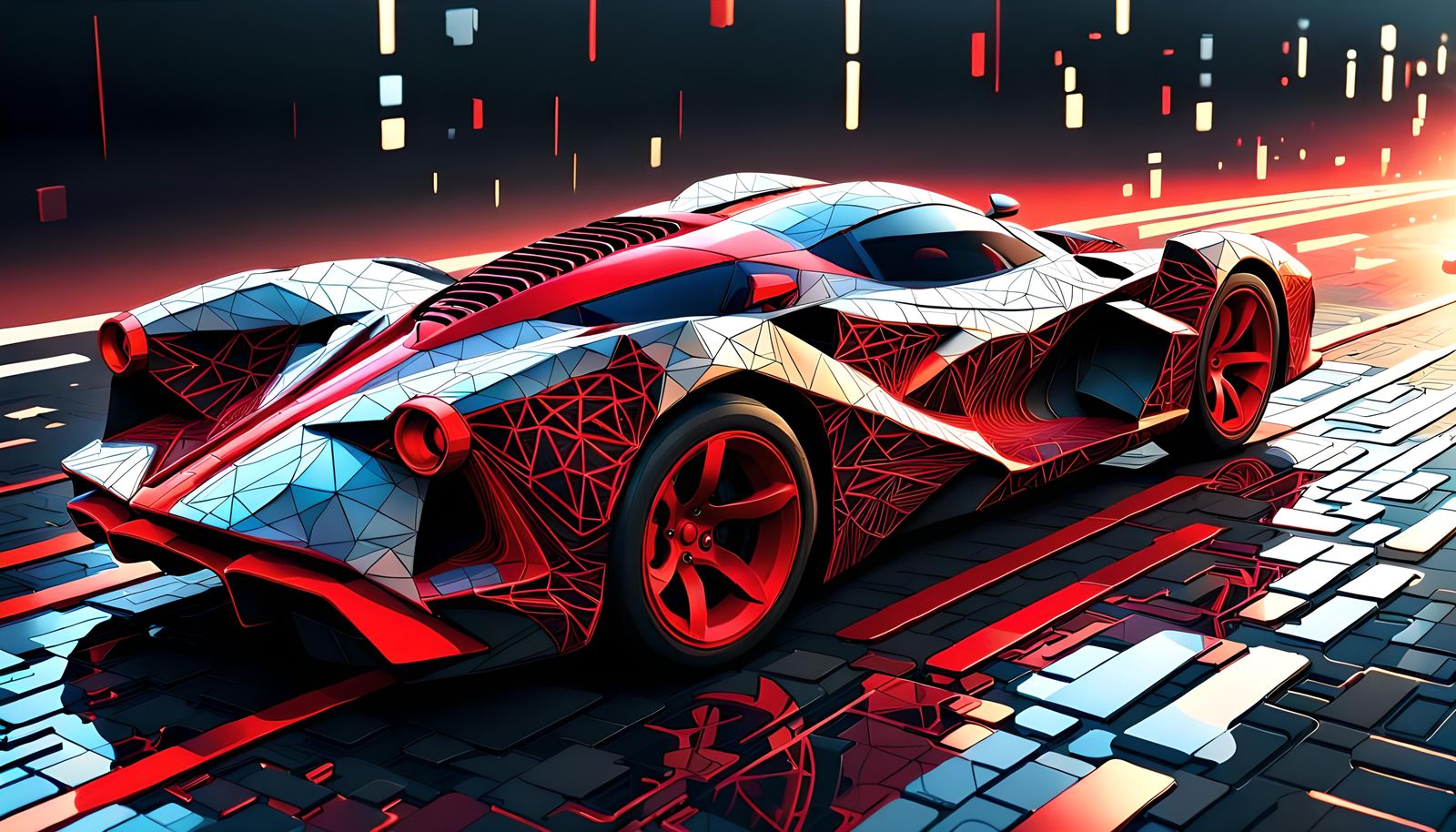 Cyberpunk Ferrari on Empty Road