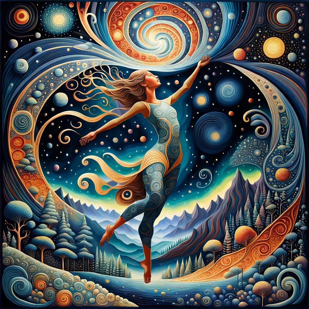 Surreal Cosmic Rebirth in Whimsical Art