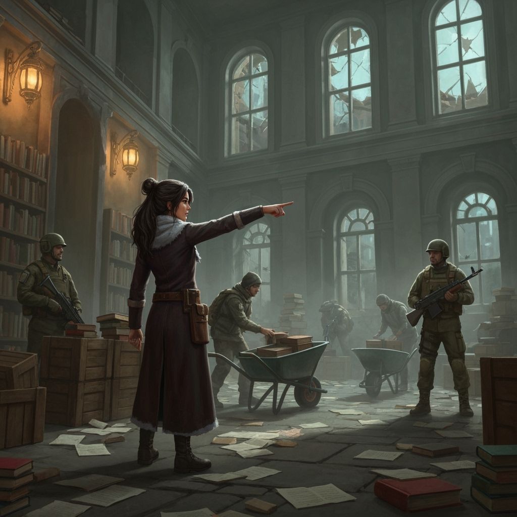 Librarian Leads Book Salvage in Ruined University