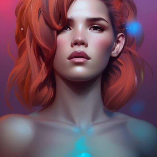 Halsey Portrait in Hyperdetailed Art Nouveau Style