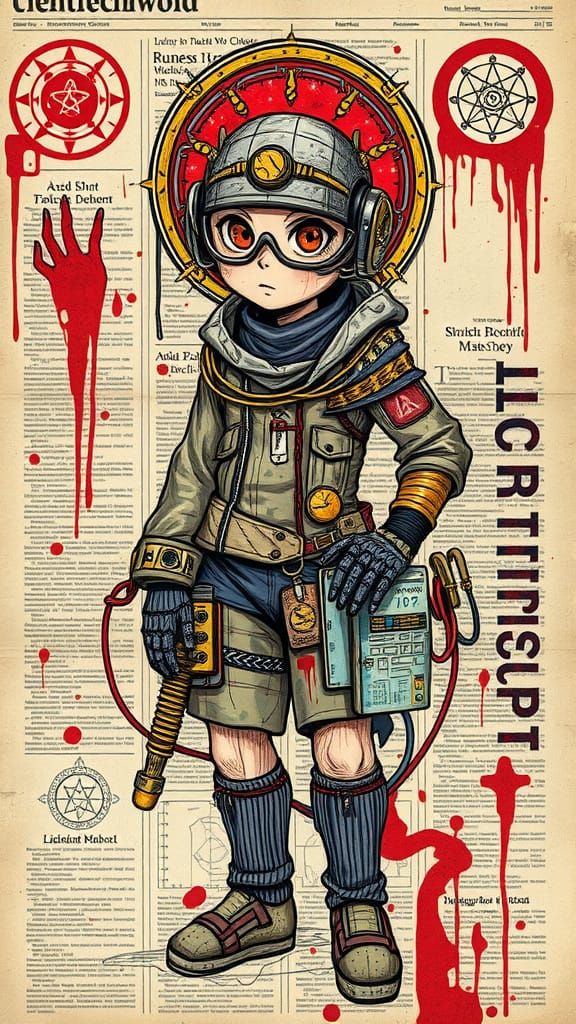 Arcane Mechanic in Gritty Sketch Style