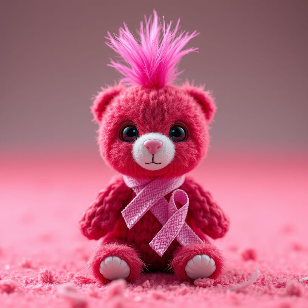 Chibi Cancer Awareness Bear in Vibrant Colors