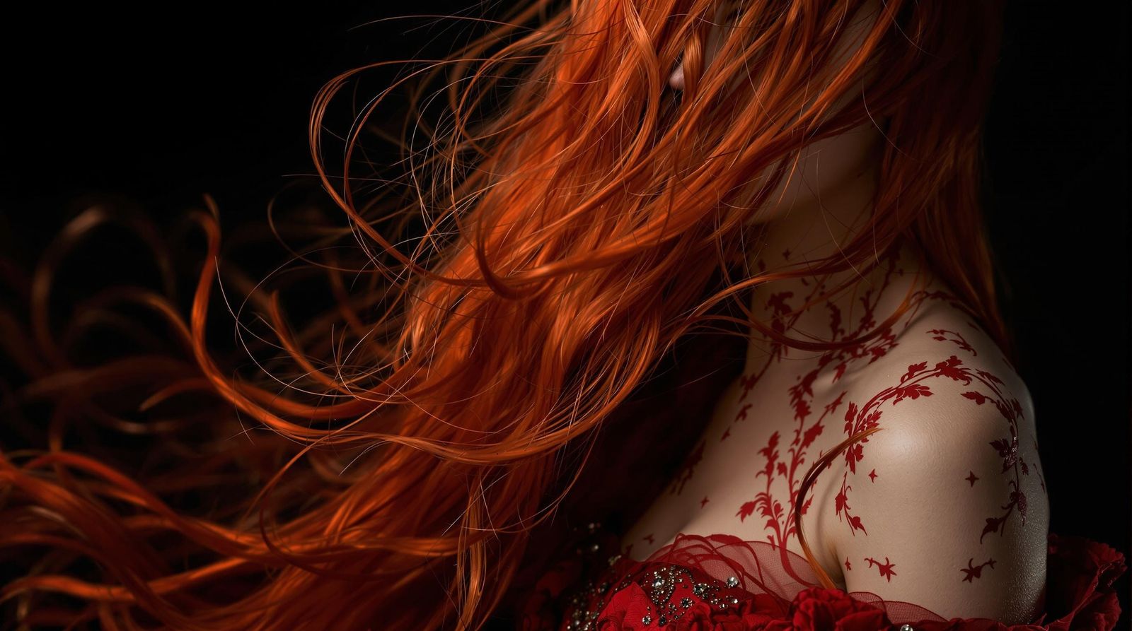 Red Haired Woman in Ethereal Glow