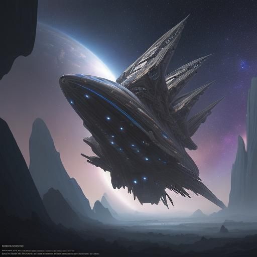 Epic Futuristic Space Odyssey in Digital Matte Painting Styl...