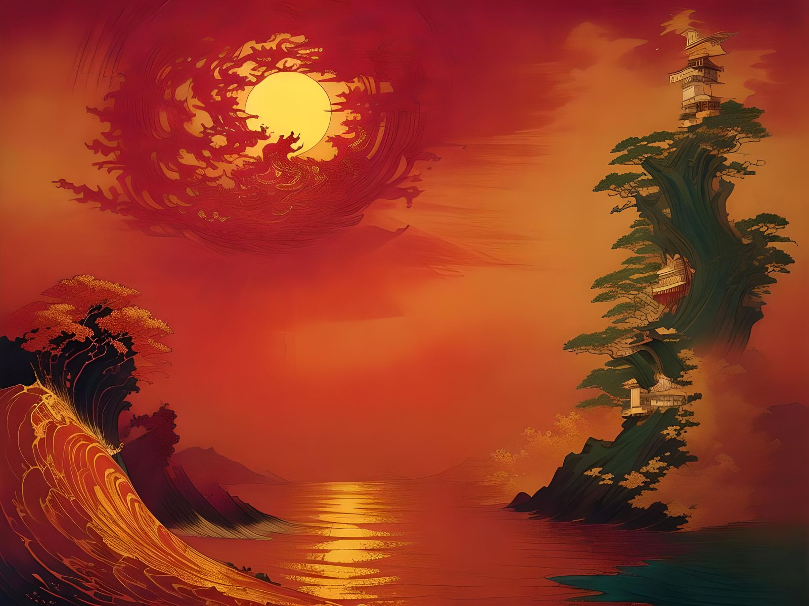 Dramatic Sunset with Vibrant Colors and Golden Light