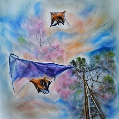 Delicate Flying Fox in Pastel Watercolors