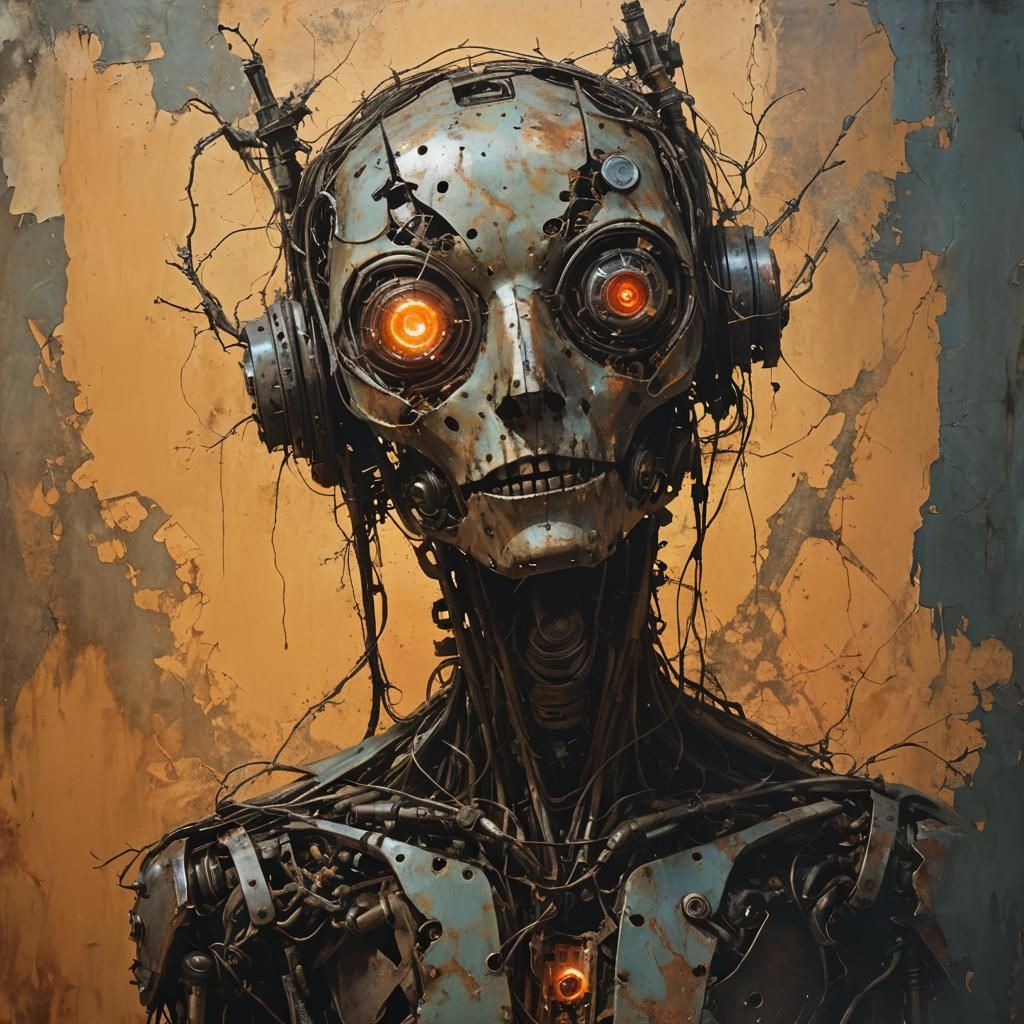 Barren Wasteland Landscape in Neon-Hued Decay