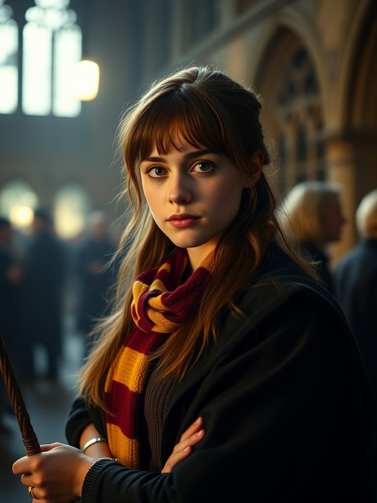 Elegant Hermione Granger in Cinematic Film Still