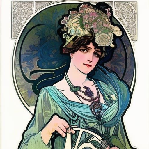 Lady in Art Nouveau Salon
