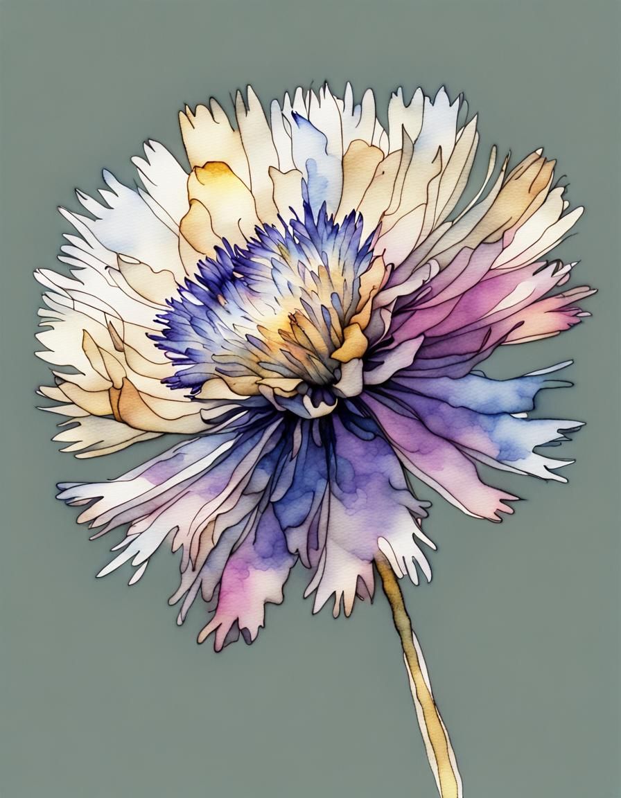 Surreal Iridescent Bachelor Button Blooms in Golden Ratio Ha...