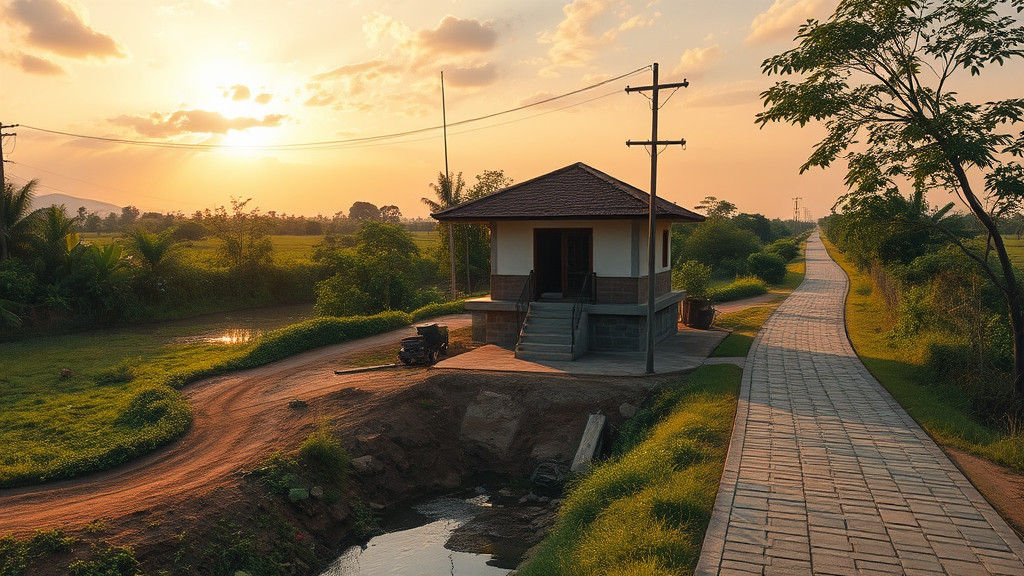 Idyllic POS Ronda Outpost Under Serene Indonesian Sky