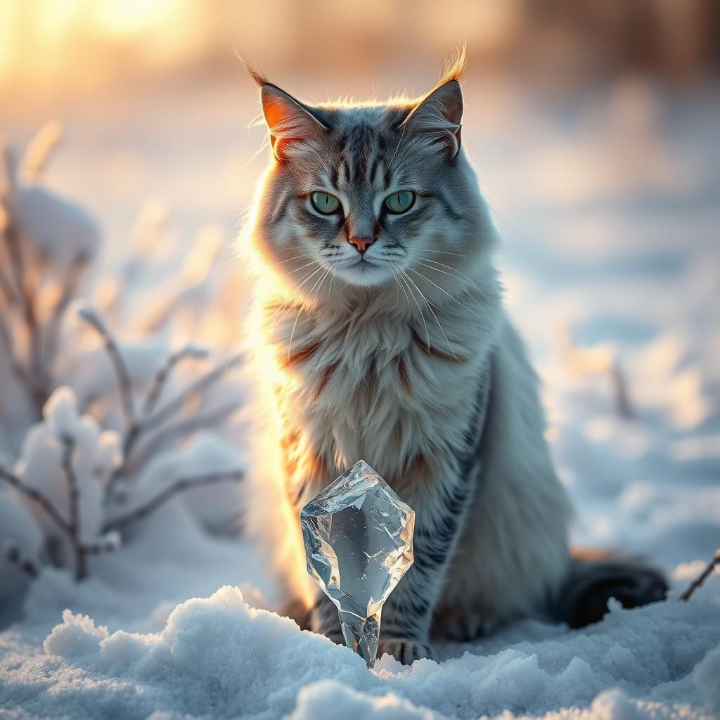 Majestic Winter Cat in Ethereal Light
