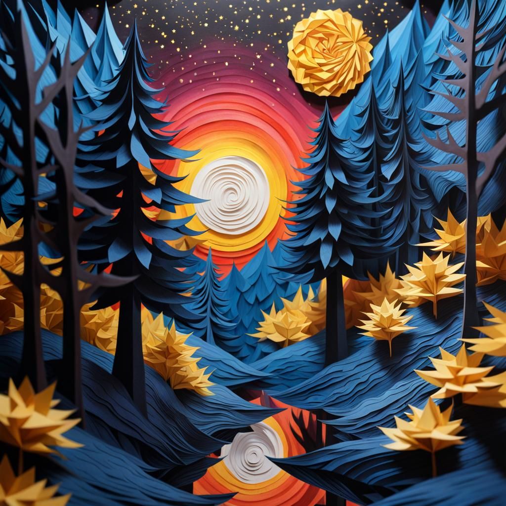 Starry Night Whispers in a Dreamcore Forest