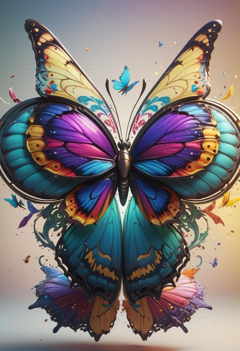 Ethereal Butterfly in Vibrant, Hyper-Realistic Colors