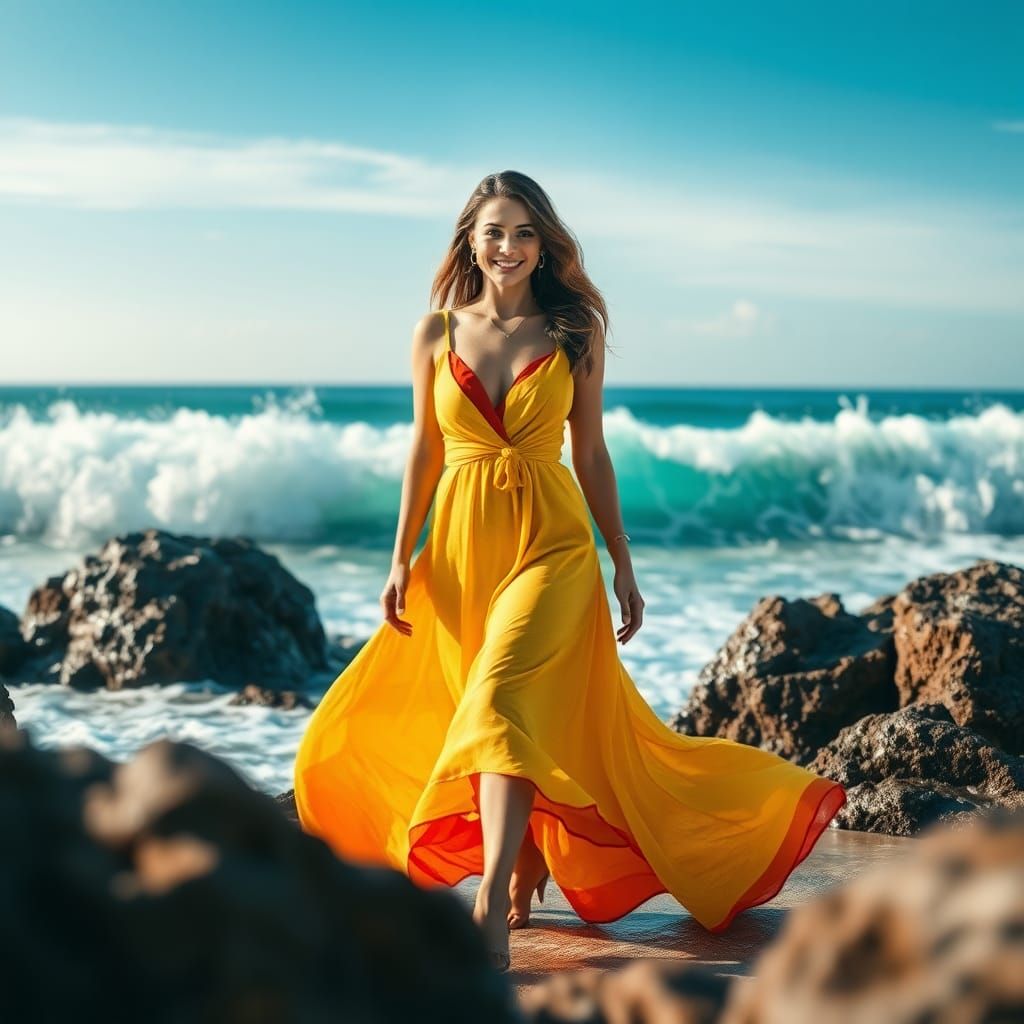 Ethereal Beach Scene in Dreamlike Realism