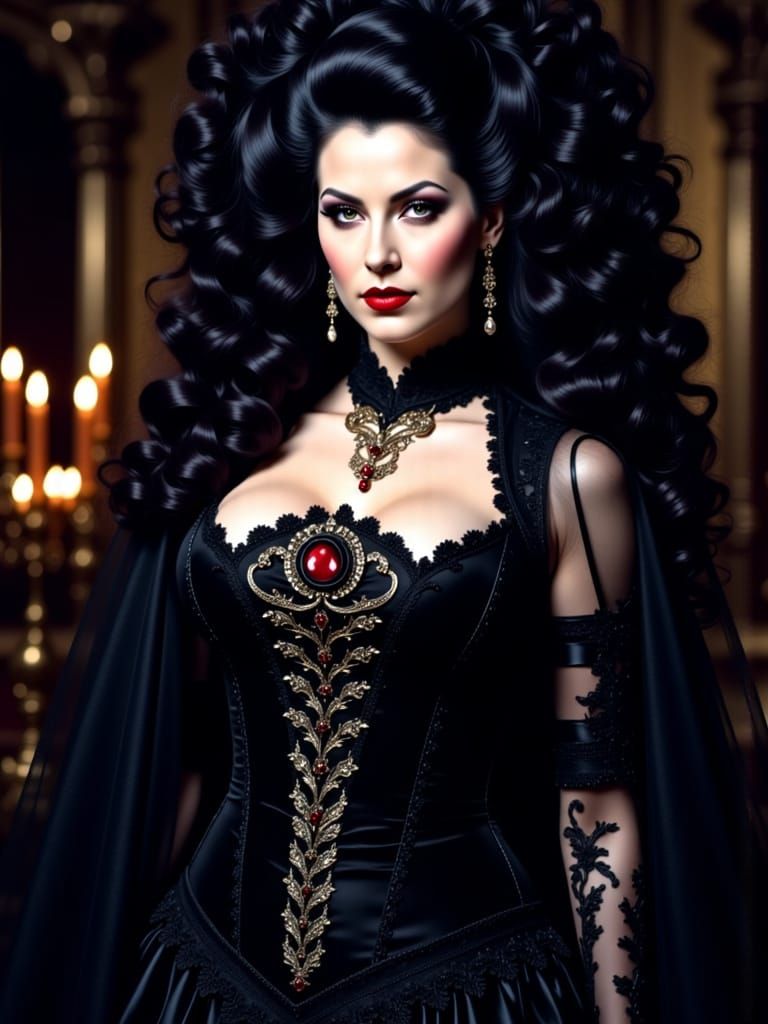 Gothic Sorceress With Sinister Smile