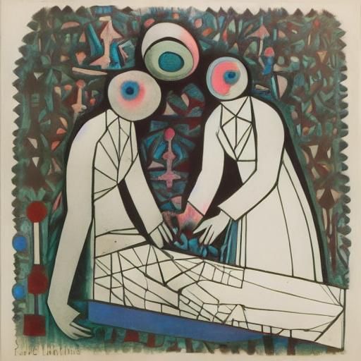 Couple Lost in Cosmic Sorrow: A Neon Psychedelic Masterpiece