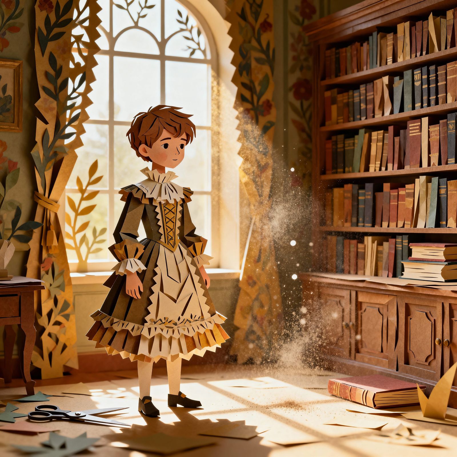 Victorian Boy in Dress in Paper Cutout Library