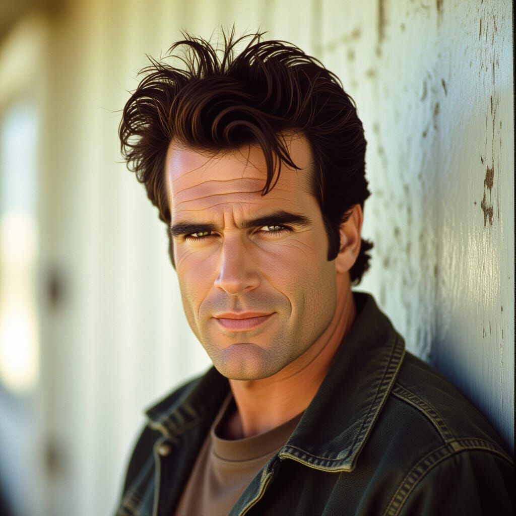 Young Bruce Campbell Smirks in Gritty 80s Horror Style