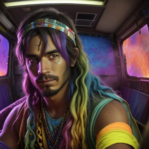 Far-Out Hippie Detail Closeup in a Psychedelic 70s Room