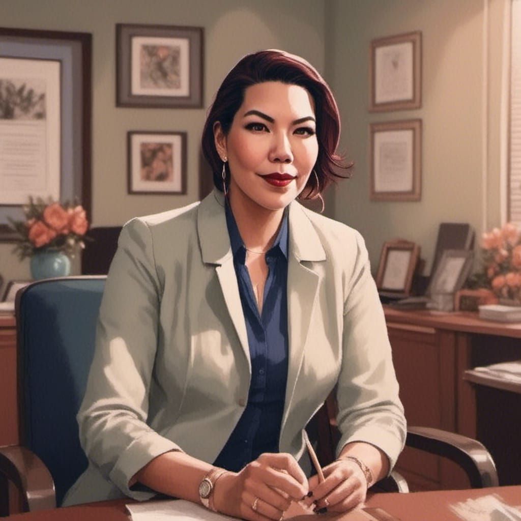 A Kind and Happy Older Woman in a Therapist's Office