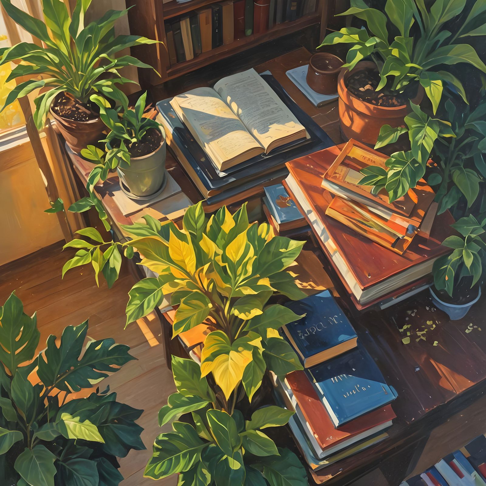 Abstract Landscape with Botanical Forms in Colored Pencil an...