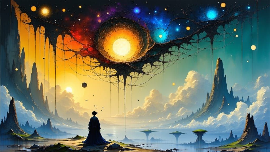 Cosmic Nebula Sculpture in Cyberpunk Style