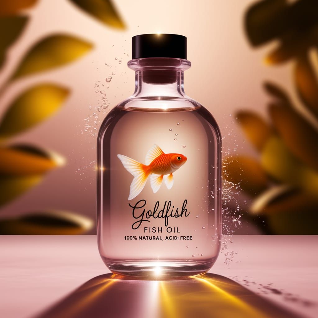 Golden Fish in Shimmering Oil, Tropical Leaves