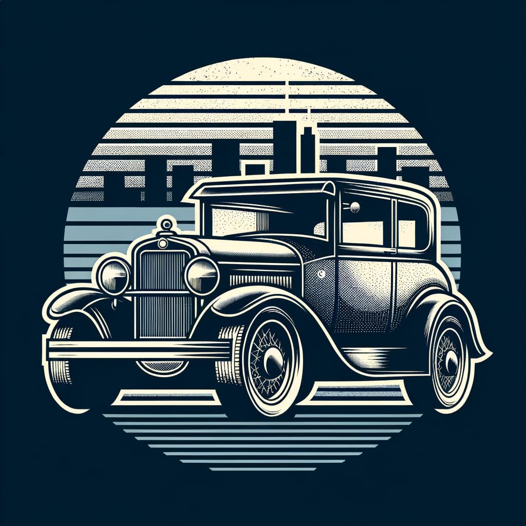 Retro Classic Car Logo in Distressed Texture