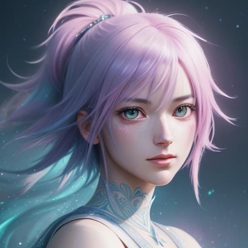 Ethereal Magical Girl in a Dreamy Landscape, Manga Style