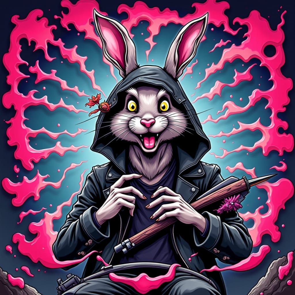 Scary Bad Bunny Horror Art