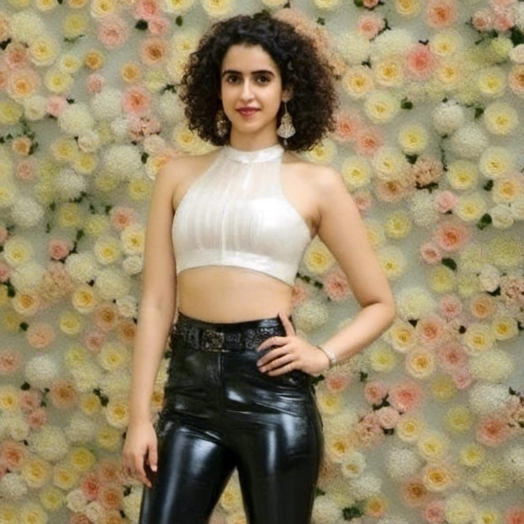 Sanya Malhotra in Cyberpunk Attire, Wearing Latex Pants