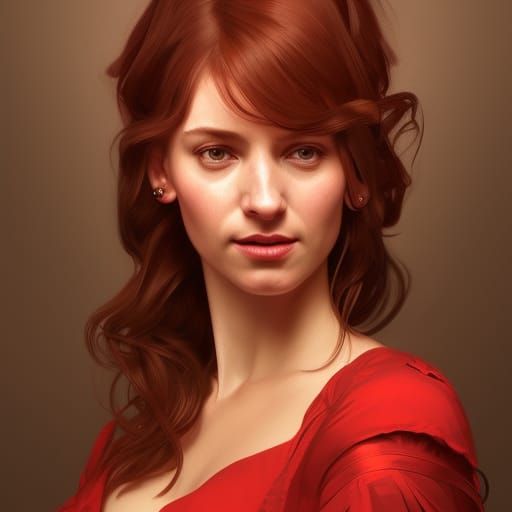 Elegant Woman in a Red Dress
