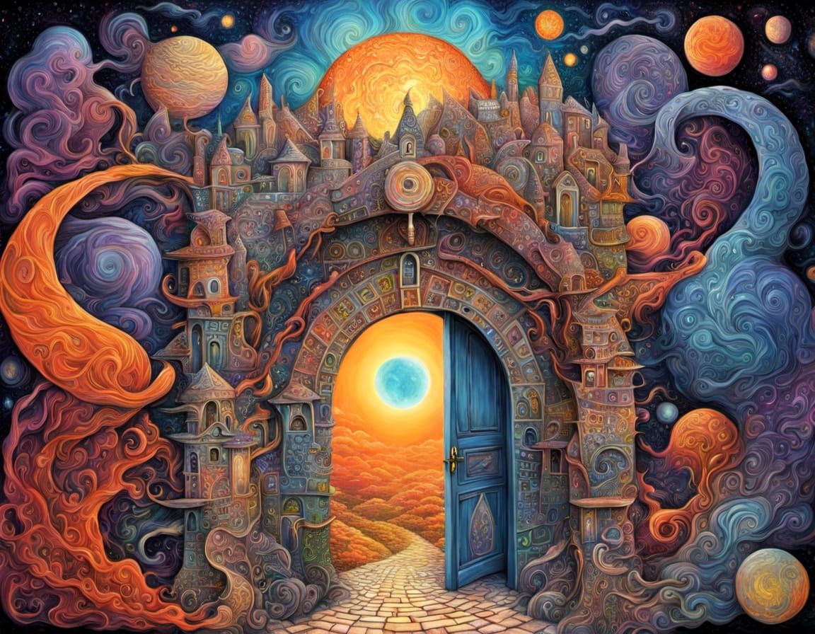 Surreal Dystopian Cosmic Traveler in Impasto Style