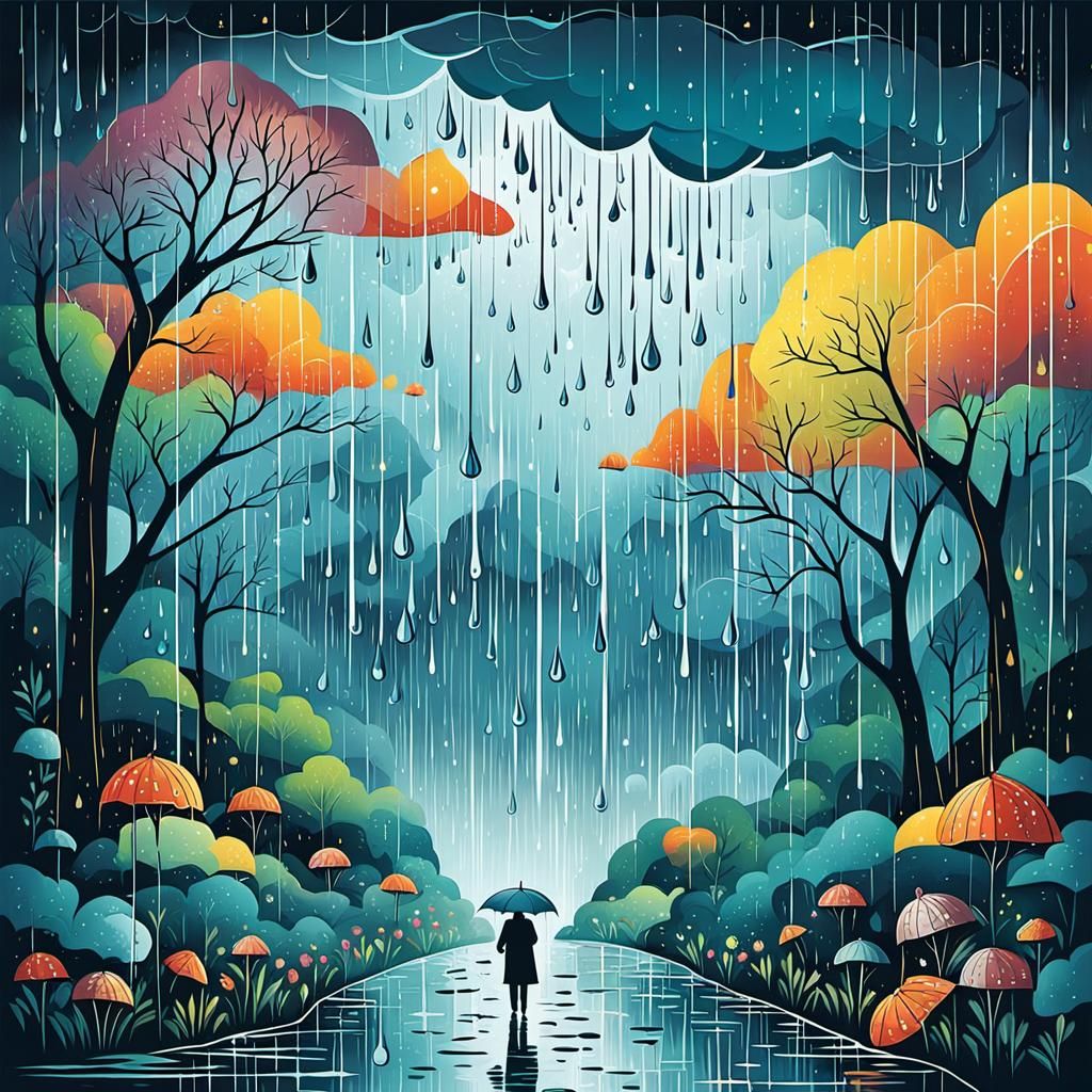 Surreal Rain Scene Transcends Nature's Rules