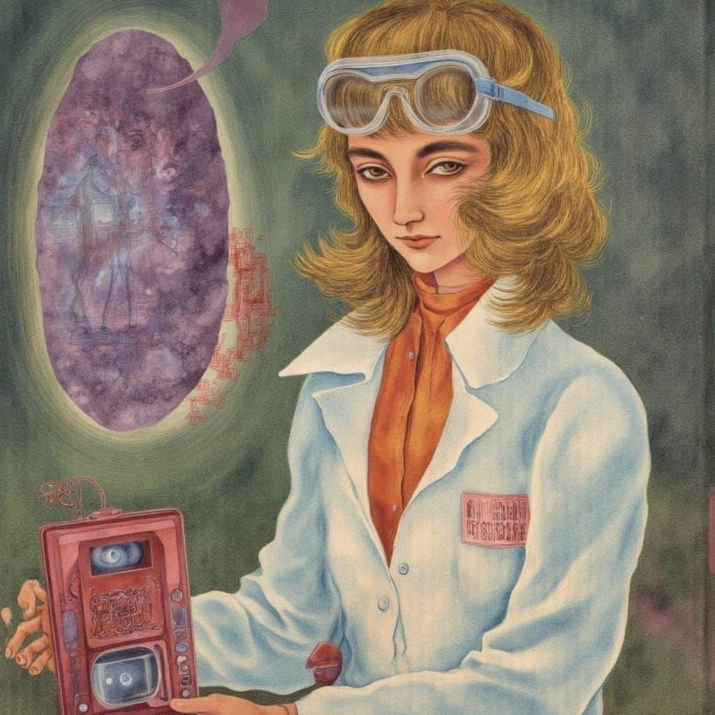 Woman Exploring Quantum Mechanics