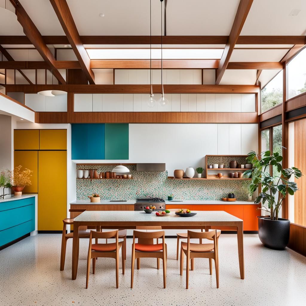 Sleek Modern Kitchen Blends Mid Century Elegance with Japane...