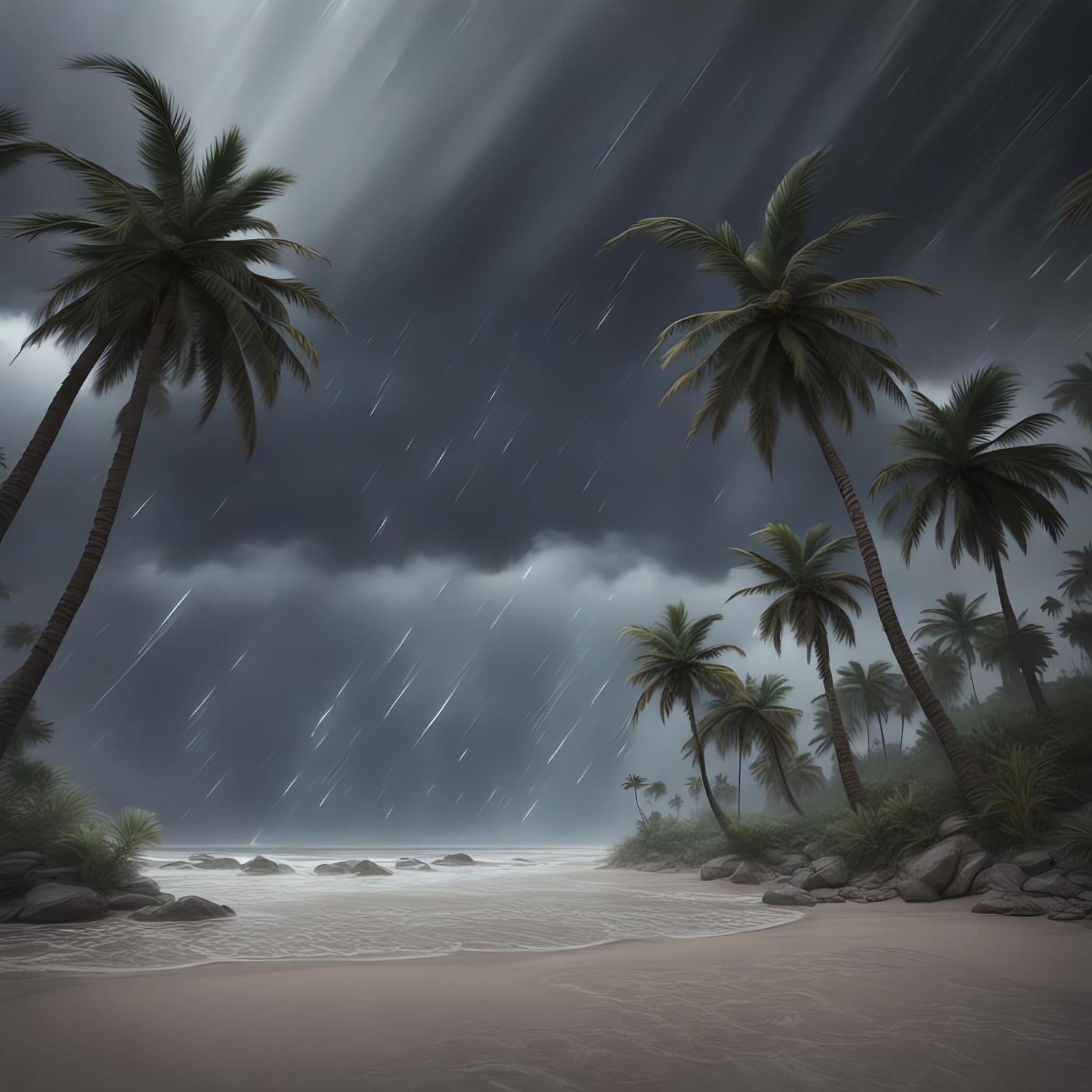 Tropical Storm Oasis Under Dark Grey Skies