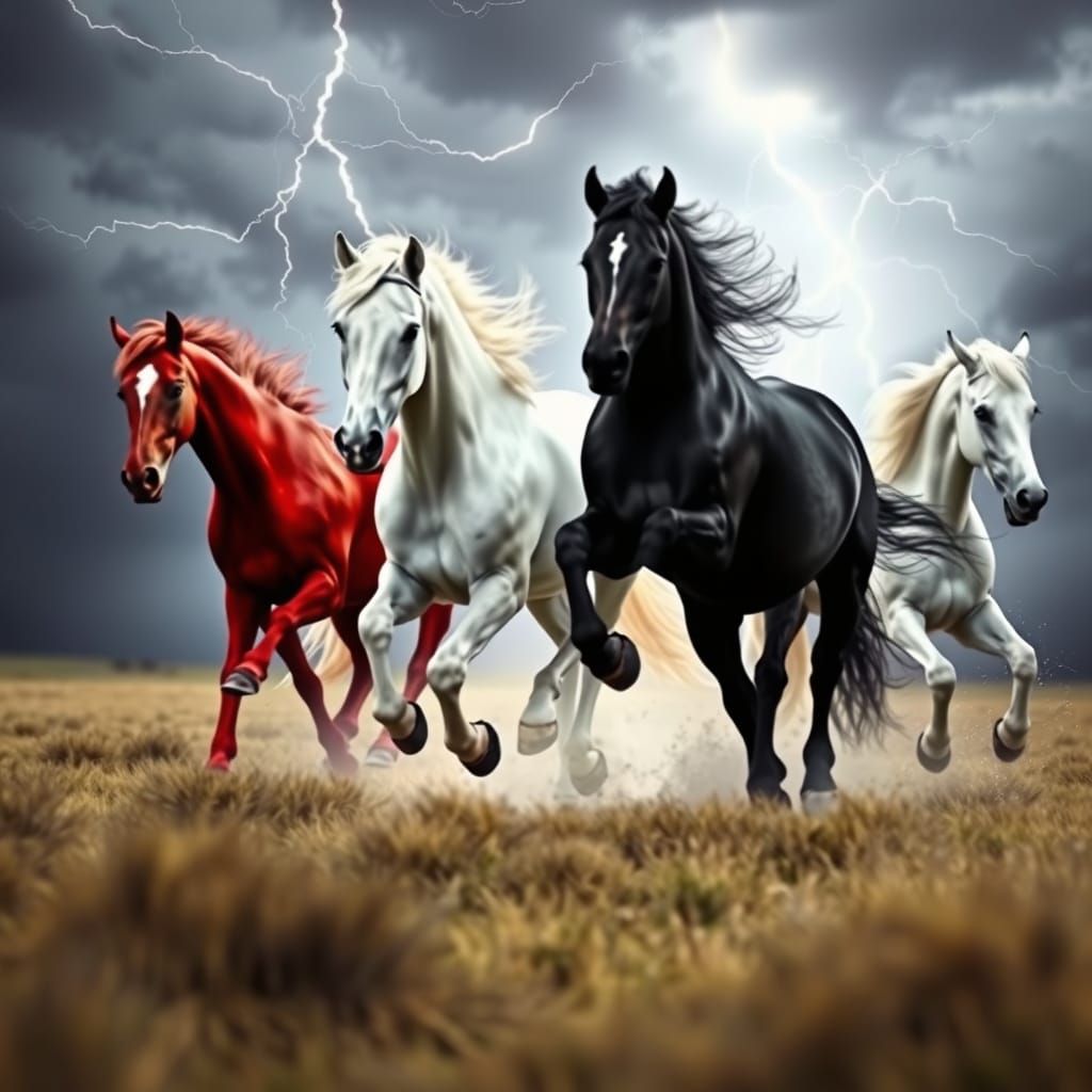 Ethereal Horses Ride into a Turbulent Storm