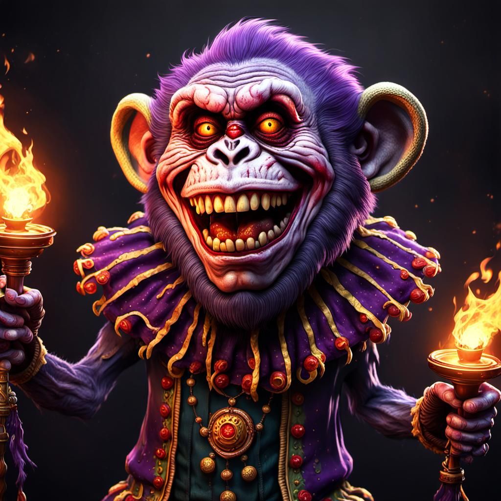 Dark Fantasy Clown Masterpiece in Cyberpunk Style