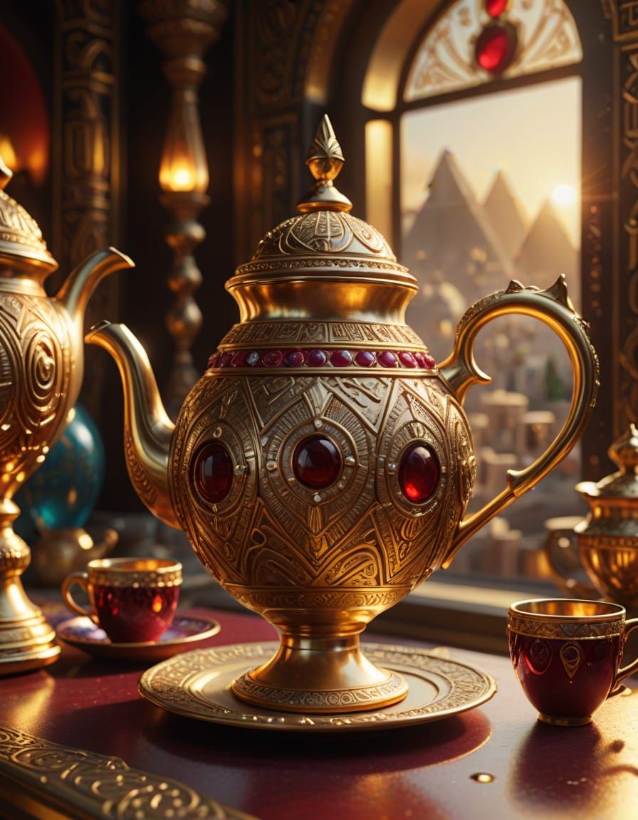 Egyptian Goddess Teapot, Digital Matte Painting