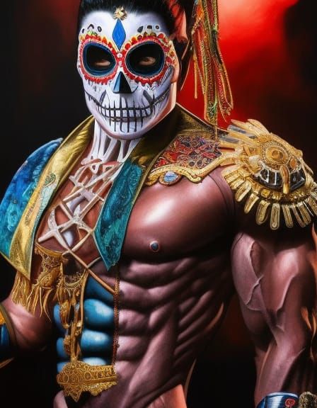 Mexican Luchador Skeleton: Day of the Dead Concept Art